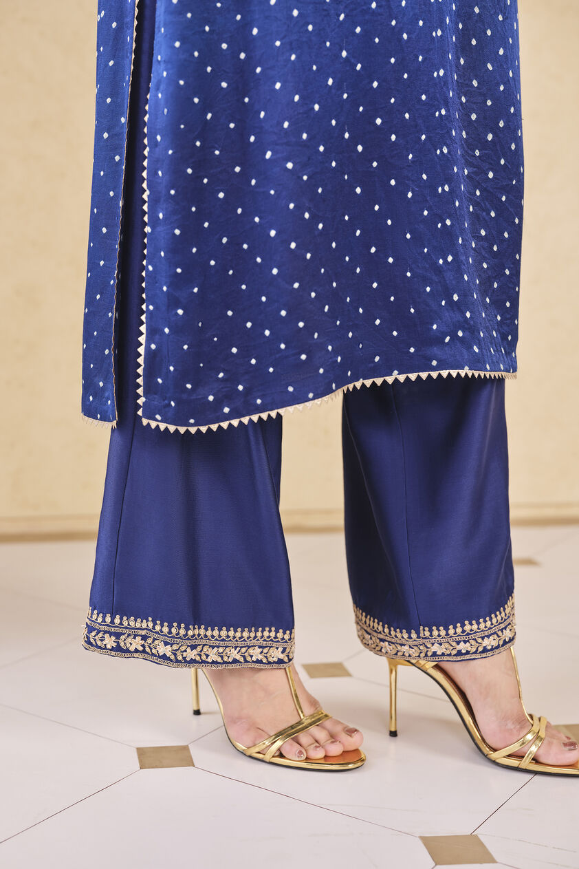 Baluka Handcrafted Bandhani Silk Kurta Set - Blue, Blue, image 7